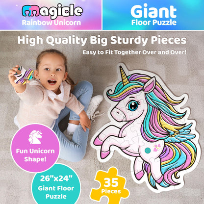 Music & Sound Unicorn Floor Puzzles for Kids Ages 4-6, Large 35 Piece Extra Thick Puzzles, Unicorn Toys for Girls Age 4-6, Toddlers Puzzles Ages 3-5, Gifts for 3 4 5 6 7 8 Year Old Girls