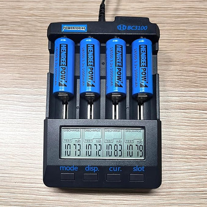 Henreepow 18500 3.2v LiFePo4 Rechargeable Battery, 3.2v LiFePo4 Rechargeable Battery 1000mAh for Outdoor Garden Solar Lights, Flashlight (18500-3.2v-6Pack)