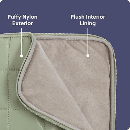 U Brands Nylon Puffer Zipping Large Laptop Sleeve, 10.5" x 15", Computer Accessories, Laptop Bag for MacBook Pro, MacBook Air, Chromebook, HP Computer, Matcha Green