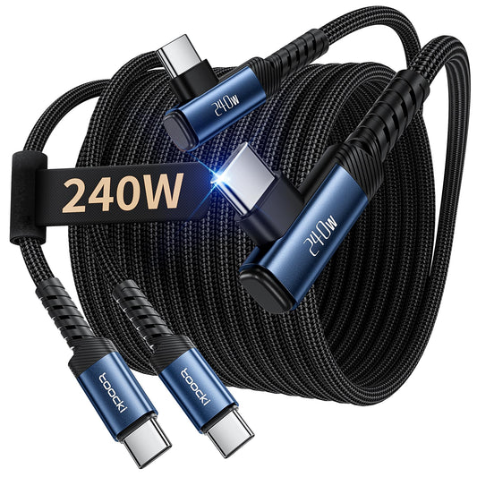 toocki USB C Cable 240W, Fast Charging Type C Cord, 2Pack, 6.6ft, Blue