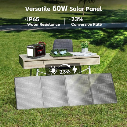 MARBERO 237Wh Solar Generator with Solar Panel Included Portable Power Station 300W Pure Sine Wave with Foldable Solar Panel 60W Set for Camping Outdoor Hiking Fishing Emergency