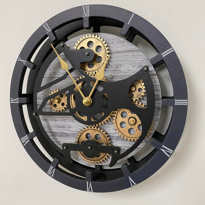 ImprovingLife The Gears Clock Desk Clock 10 inches with Real Moving Gears Convertible into Wall Clock (Silver Glamour)