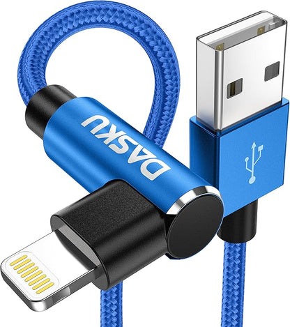 90 Degree iPhone Charger [MFi Certified] USB A Lightning Cable 6FT, 2 Pack
