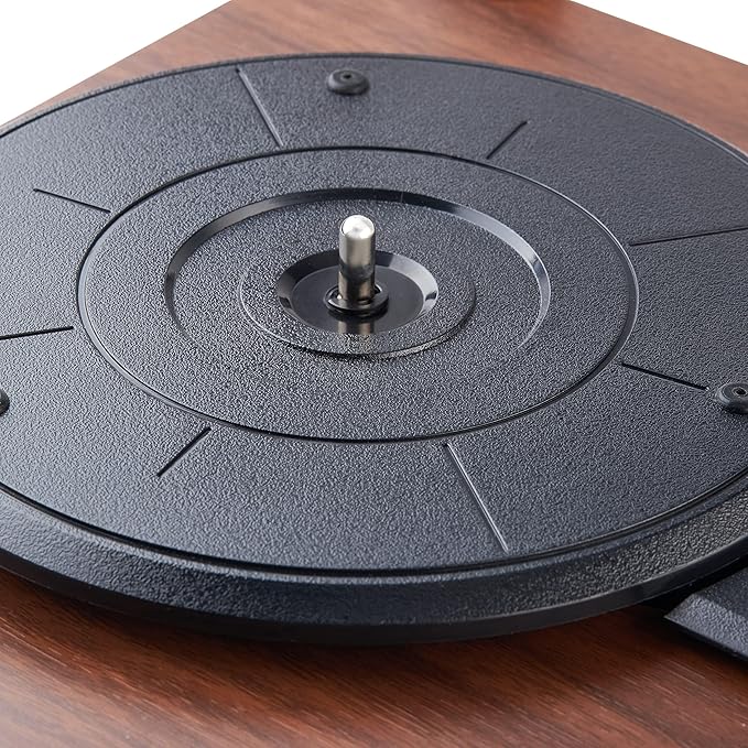 Amazon Basics Desktop Vinyl Record Player Turntable with Bluetooth Playback, Built-in Speakers, 3-Speed, Wireless Playback, Black