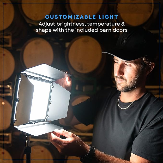 Lume Cube Studio Panel 2-Point Lighting Kit | Edge Lit LED Bicolor Light Panels 3200k - 5600k | Rechargeable Lithium Battery, Adjustable Color, Brightness, 70" Stands, Wireless Remote Included