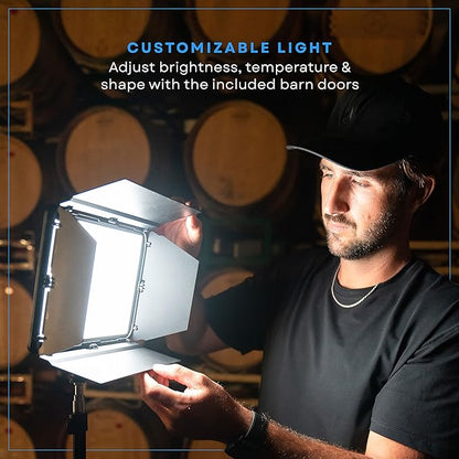 Lume Cube Studio Panel 2-Point Lighting Kit | Edge Lit LED Bicolor Light Panels 3200k - 5600k | Rechargeable Lithium Battery, Adjustable Color, Brightness, 70" Stands, Wireless Remote Included
