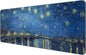 Dynippy Thin Extended Gaming Mouse Pad （31.5 * 11.8 * 0.08 inch） with Stitched Edges Large Mousepad Long XXL Keyboard and Mouse pad Desk Mat for Gaming Office & Home - Starry Night Over The Rhone