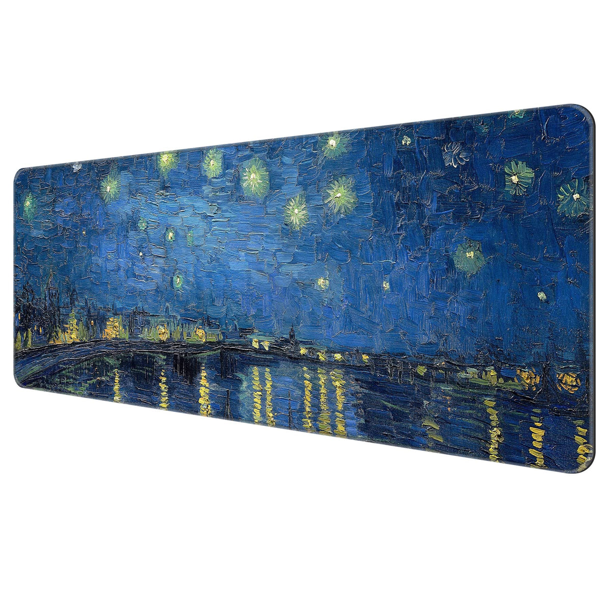 Dynippy Large Thin Mouse Pad with Stitched Edges, Black White Marble