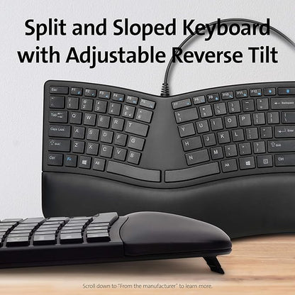 Kensington Pro Fit Ergonomic Wired Keyboard- Black (K75400US)