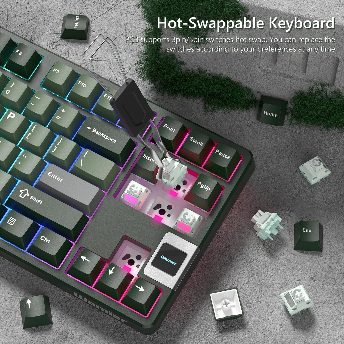 Rainy75 QK87 75% Wireless Gaming Keyboard Screen RGB Hot Swappable Gasket