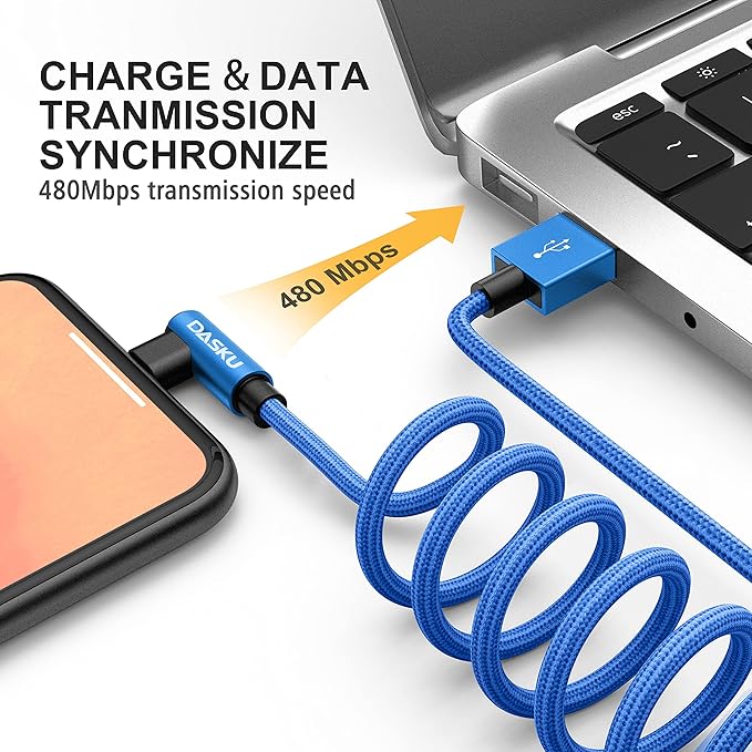 90 Degree iPhone Charger [MFi Certified] USB A Lightning Cable 6FT, 2 Pack