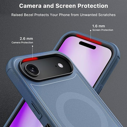 M MYBAT PRO for iPhone Air Case with Belt Clip Holster, [Compatible with Magsafe] w/Screen Protector, Anti-Drop, Shockproof, w 360°Rotating Kickstand, Heavy Duty Protection (Blue)