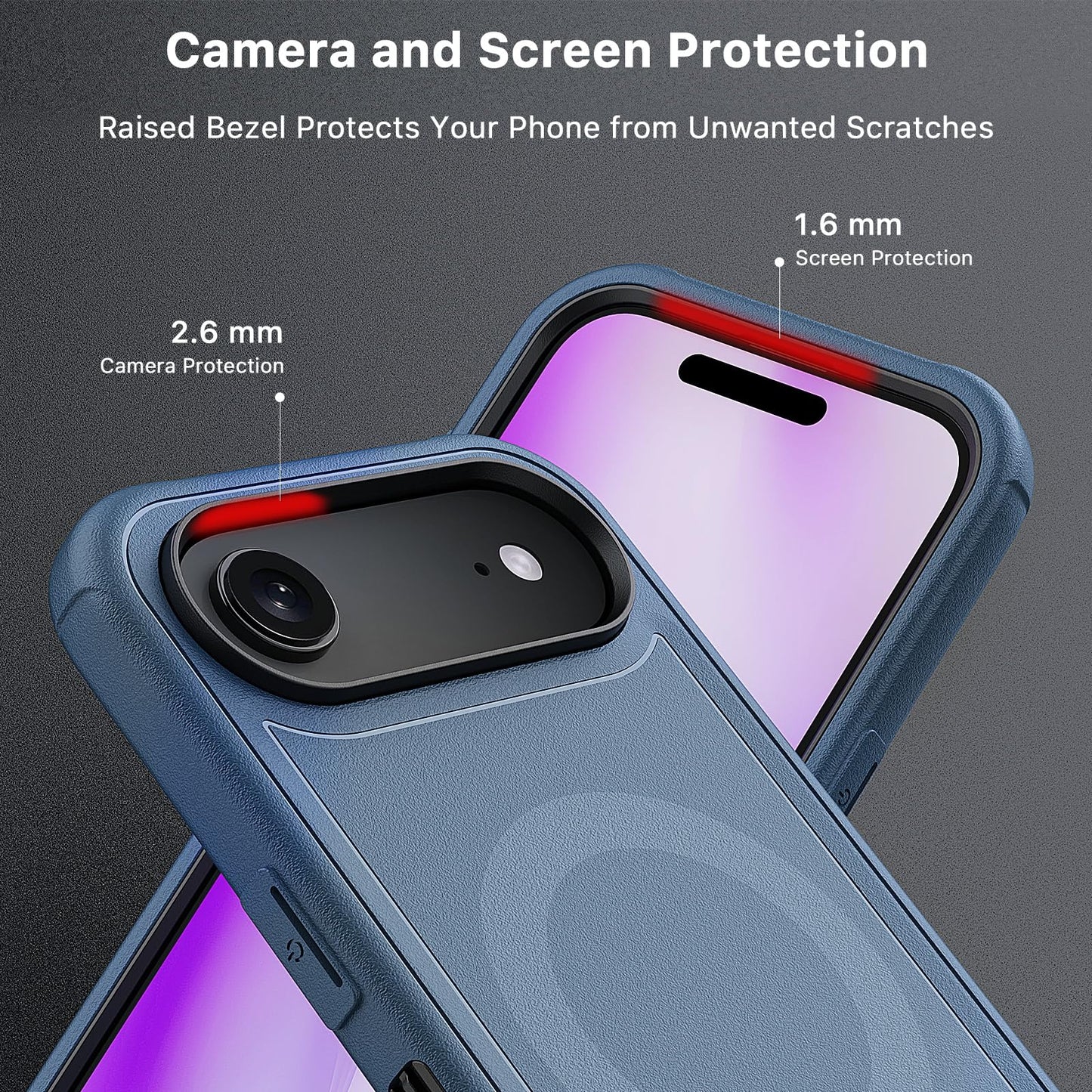 M MYBAT PRO for iPhone Air Case with Belt Clip Holster,[Compatible with Magsafe] w/Screen Protector,Anti-Drop,Shockproof,w 360°Rotating Kickstand,Heavy Duty Protection (Blue) (Blue)