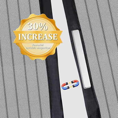 Magnetic Screen Door - Self Sealing, Heavy Duty, Hands Free Mesh Partition Keeps Bugs Out Let Breeze in- Pet and Kid Friendly - Keep Open Feature (Black, Fit Door Size 32 x 80 Inch)