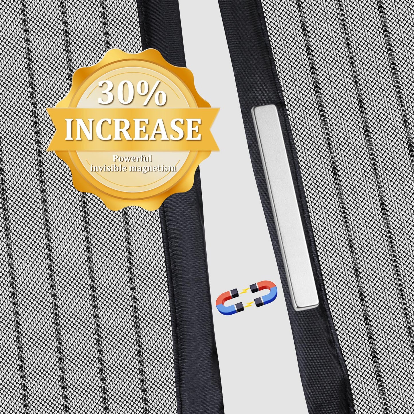 Magnetic Screen Door - Self Sealing, Heavy Duty, Hands Free Mesh Partition Keeps Bugs Out Let Breeze in- Pet and Kid Friendly - Keep Open Feature (Black, Fit Door Size 32 x 80 Inch)