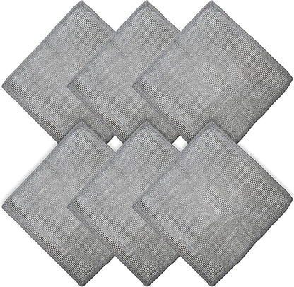 WHOOSH! Microfiber Cleaning Cloth, 6 Pack, Glasses and Screen Cleaning Cloth, Suitable for Car Screen, Computer, Laptop, iPad, MacBook, Smart Phone, Monitor, Eyeglasses, Watches (6 x 6 Inch), Grey