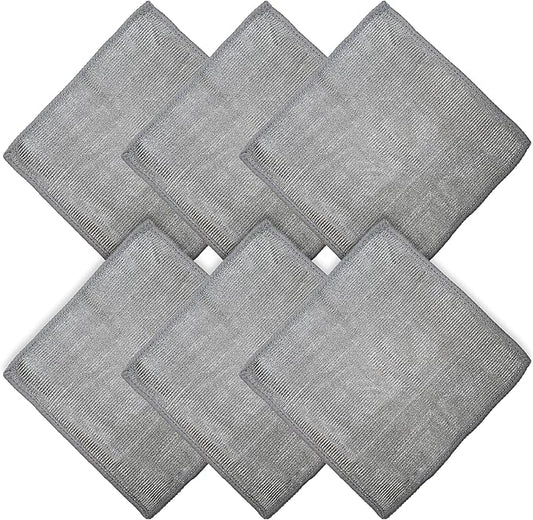 WHOOSH! Microfiber Cleaning Cloth, 6 Pack, Glasses and Screen Cleaning Cloth, Suitable for Car Screen, Computer, Laptop, iPad, MacBook, Smart Phone, Monitor, Eyeglasses, Watches (6 x 6 Inch), Grey