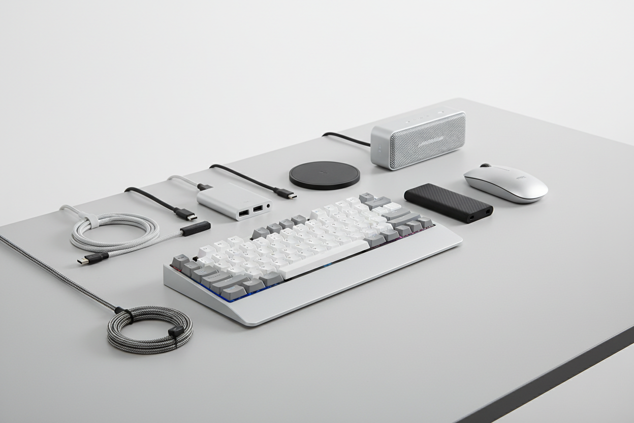 Computer & Accessories – From keyboards and mice to external drives and cables, we provide everything to optimize your workspace. (make it real photo)